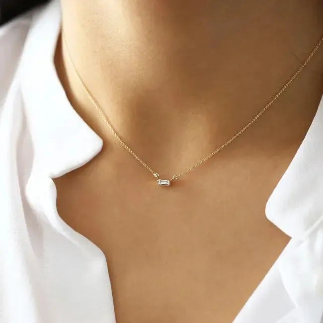 0.15CTW Baguette Diamond Necklace