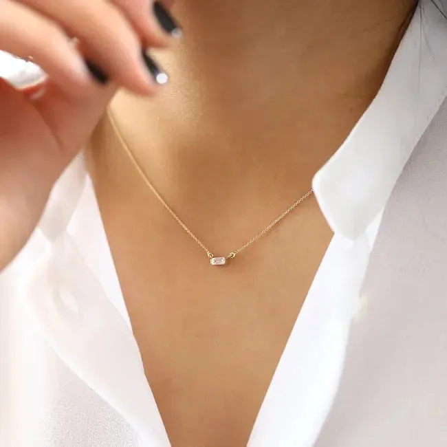 0.15CTW Baguette Diamond Necklace