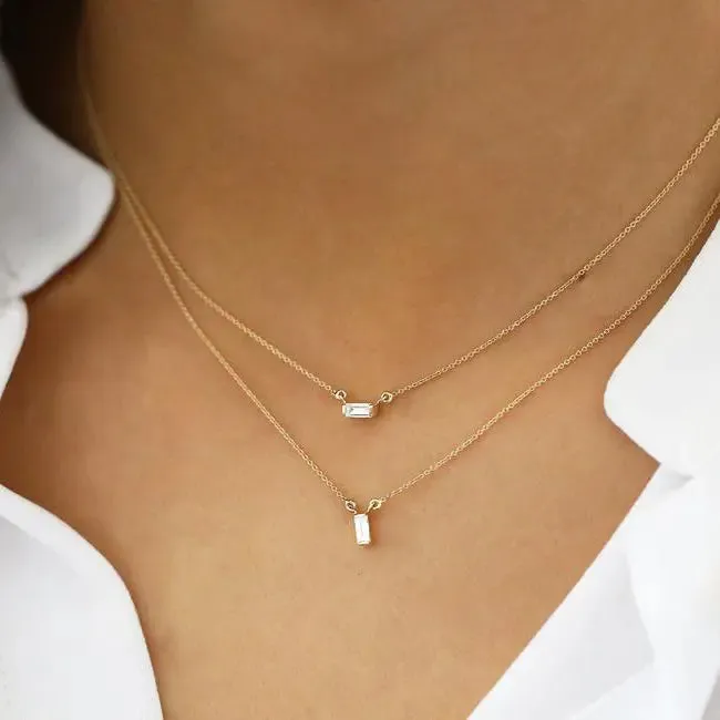 0.15CTW Baguette Diamond Necklace