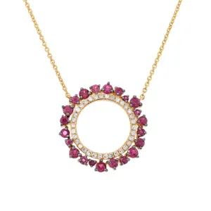 0.17ct Diamond & 0.78ct Ruby 14k Yellow Gold Necklace