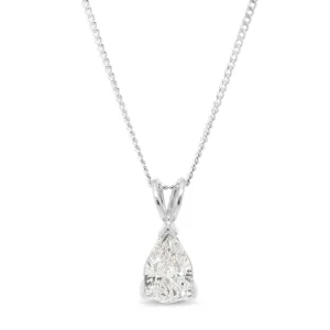 0.52ct Pear Cut Diamond Pendant on White Gold Necklace