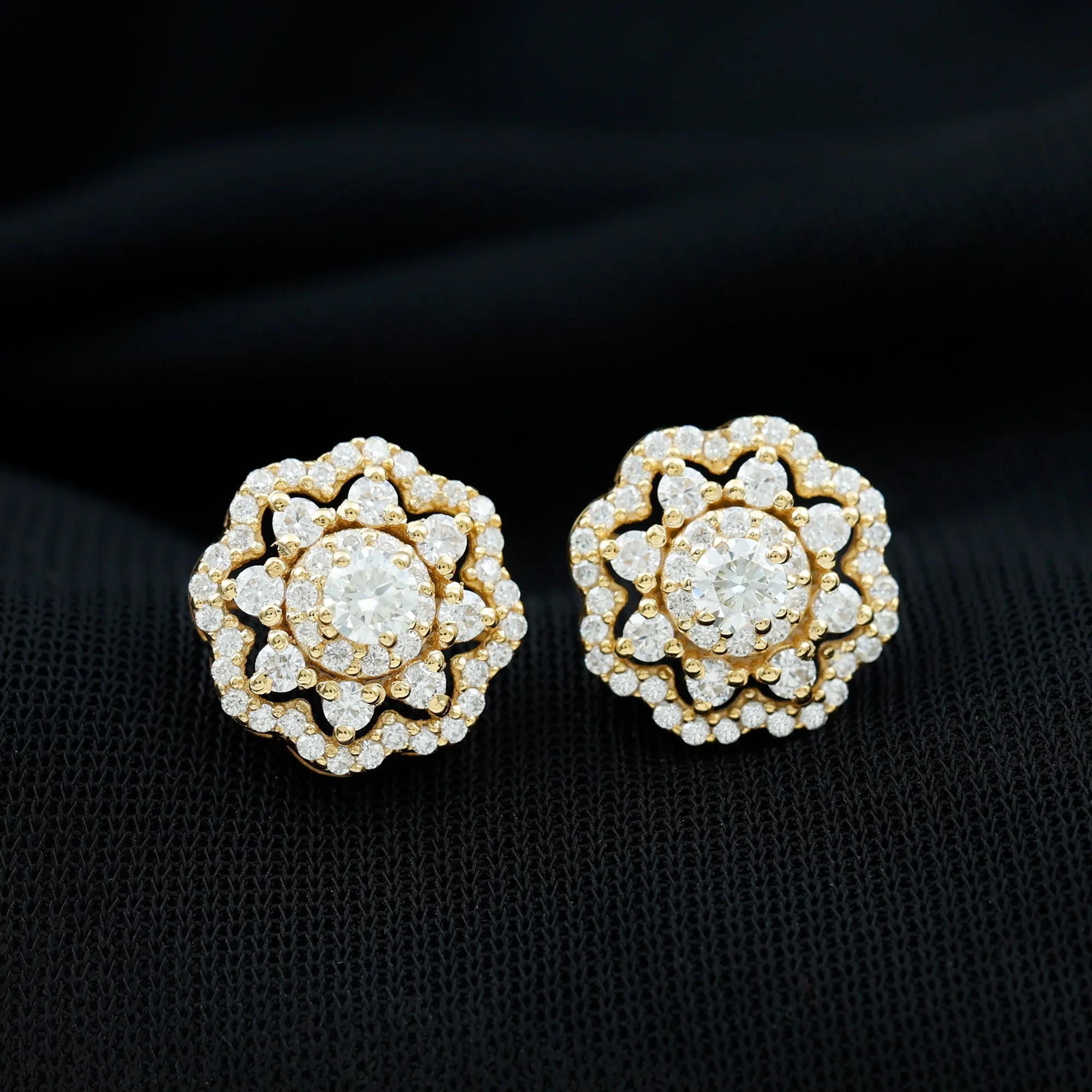 1 CT Flower Inspired Moissanite Statement Stud Earrings