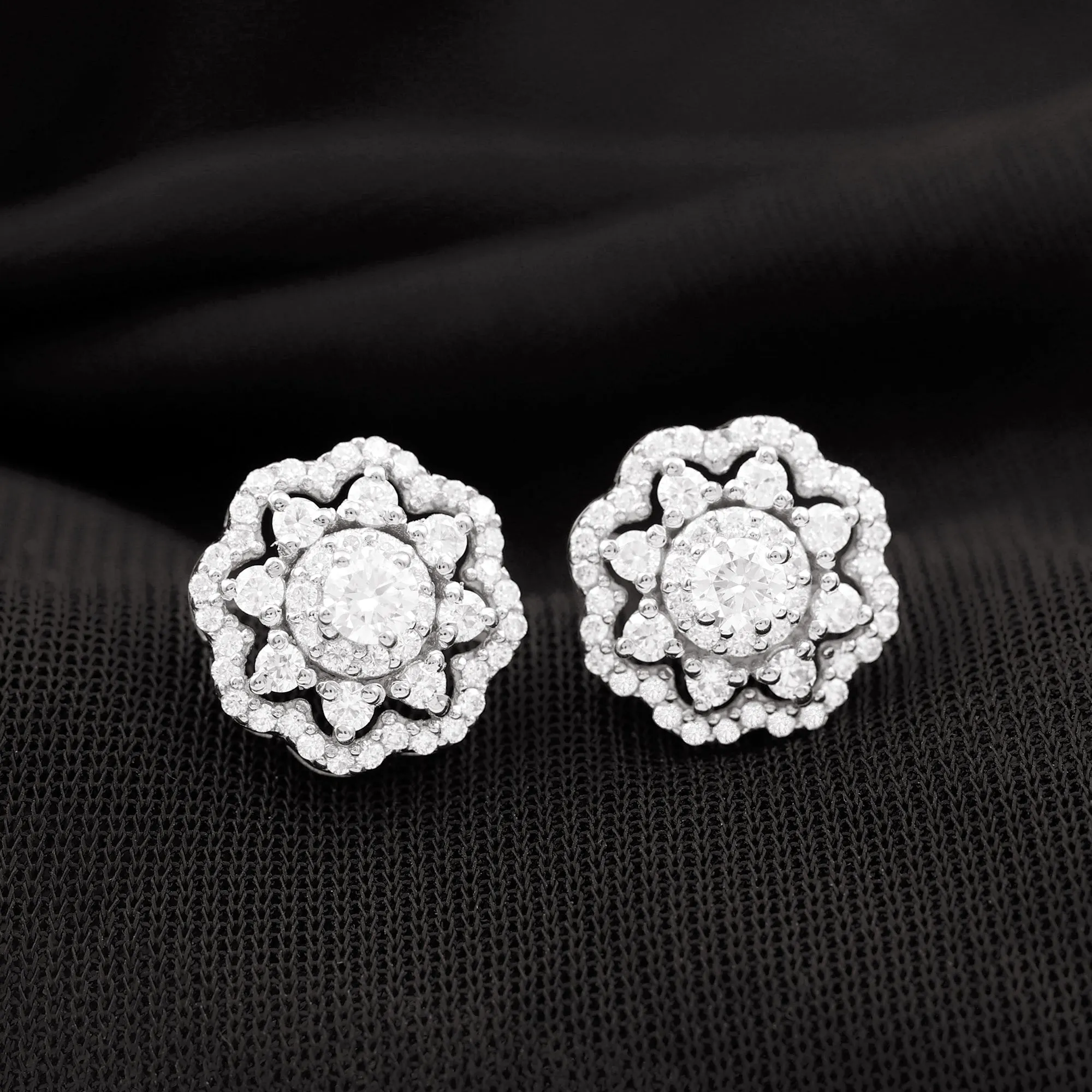 1 CT Flower Inspired Moissanite Statement Stud Earrings