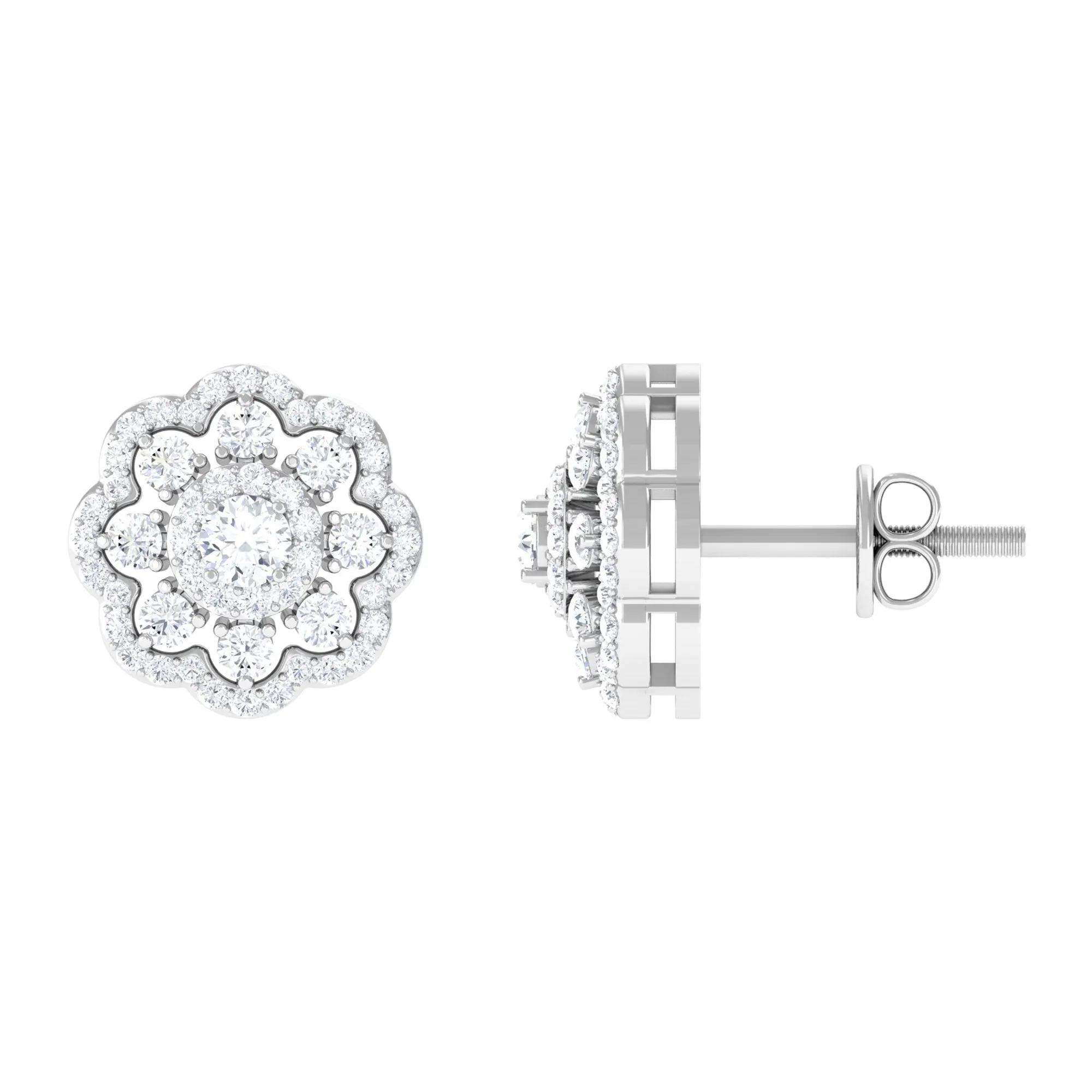 1 CT Flower Inspired Moissanite Statement Stud Earrings