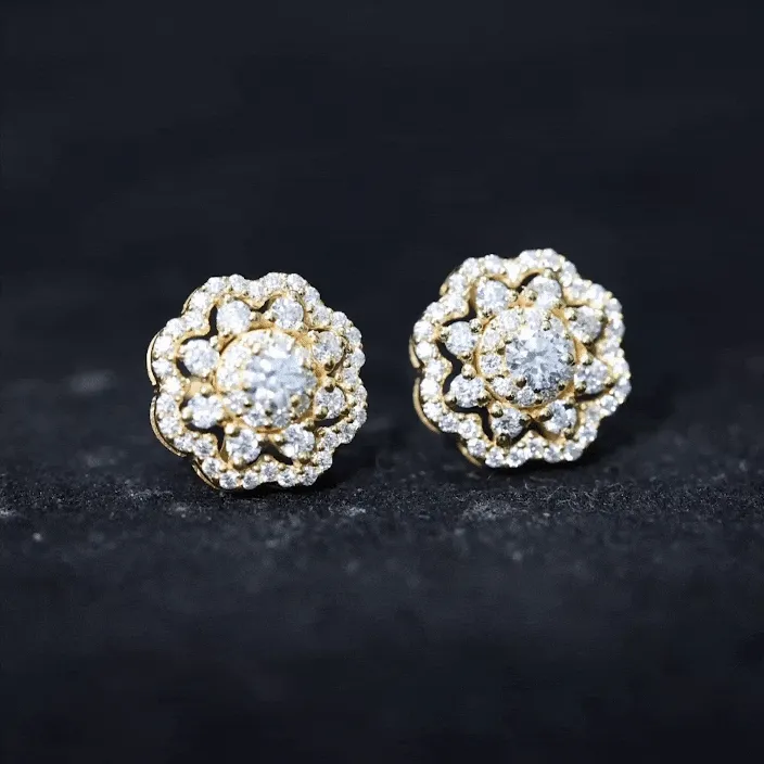 1 CT Flower Inspired Moissanite Statement Stud Earrings