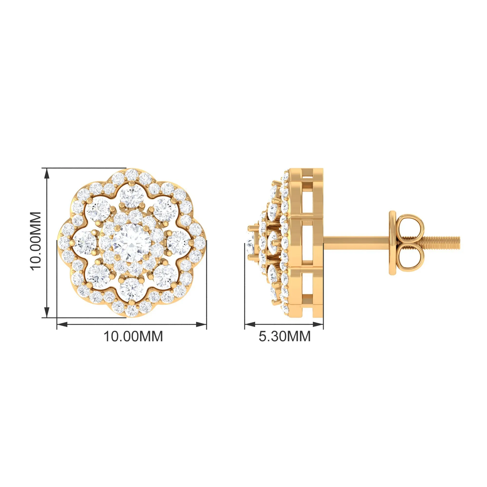 1 CT Flower Inspired Moissanite Statement Stud Earrings
