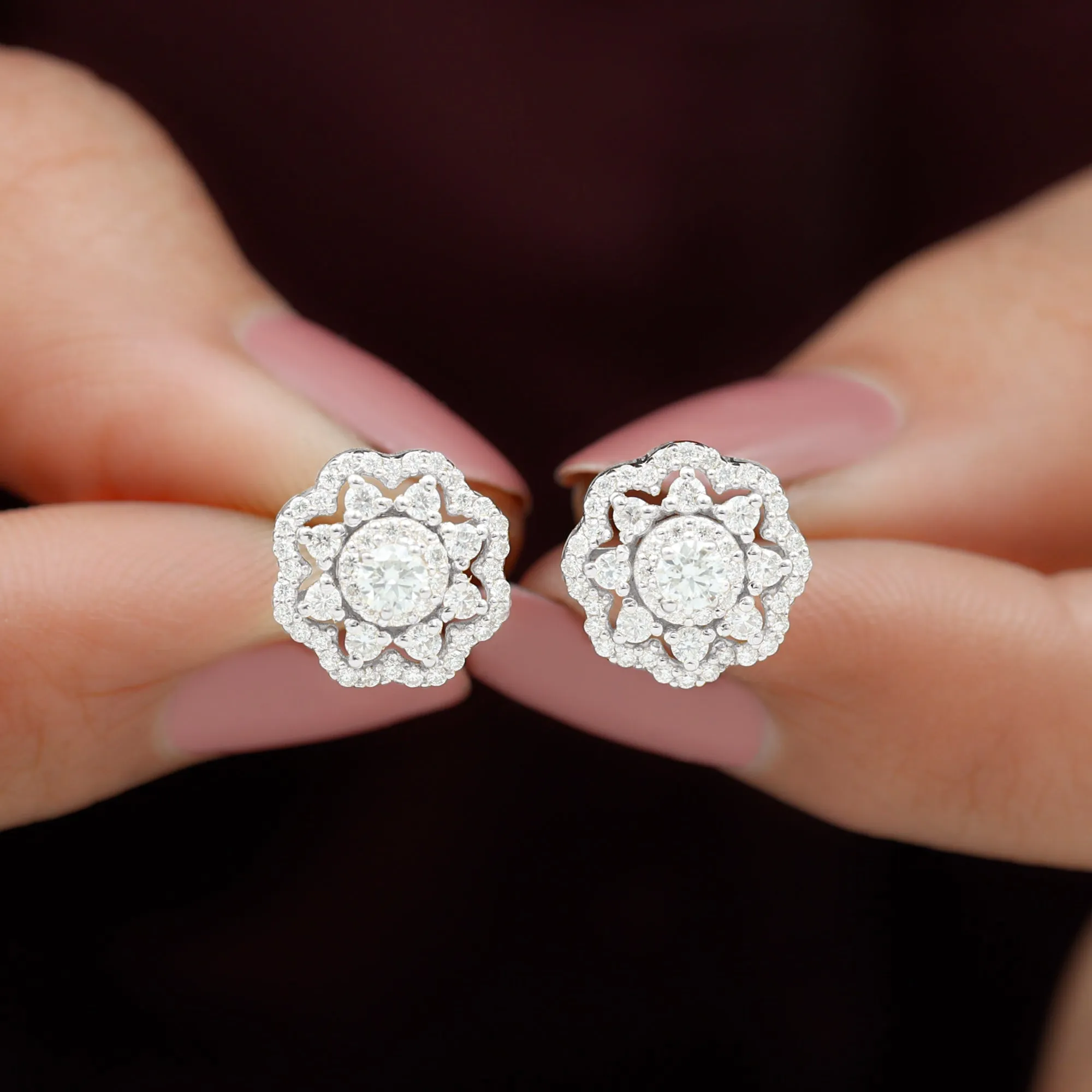 1 CT Flower Inspired Moissanite Statement Stud Earrings
