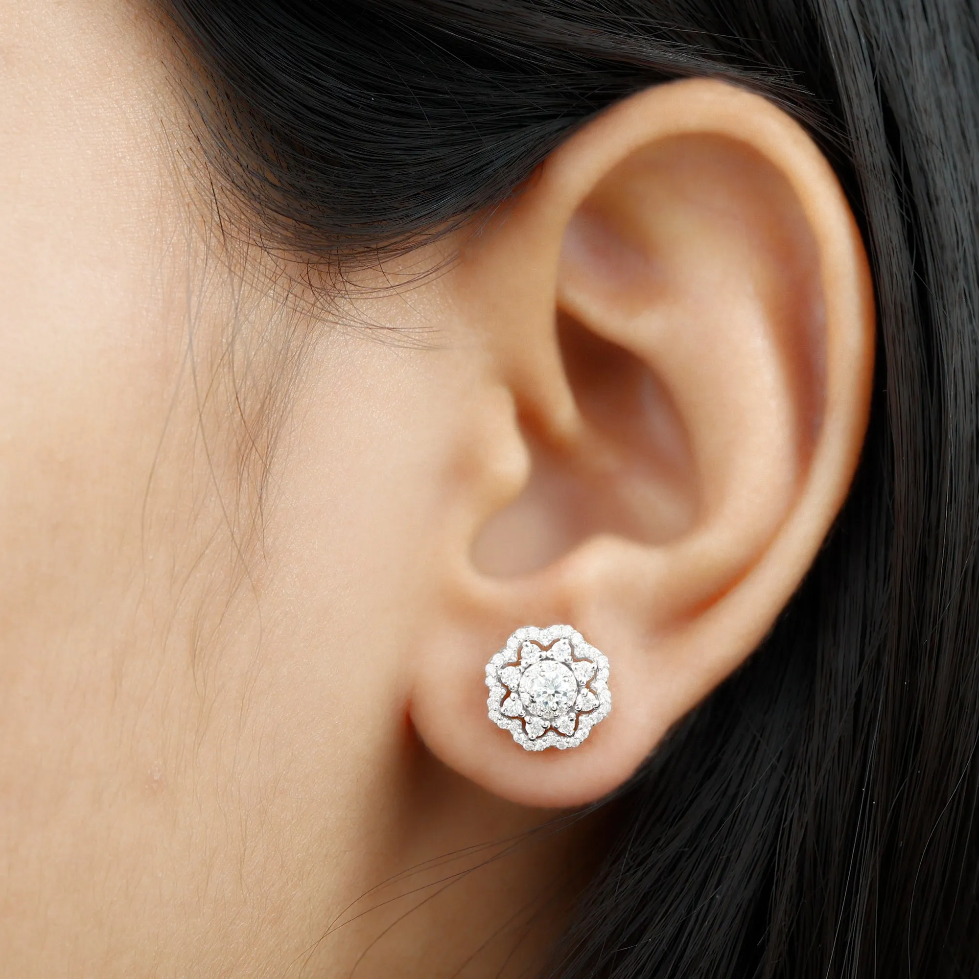 1 CT Flower Inspired Moissanite Statement Stud Earrings