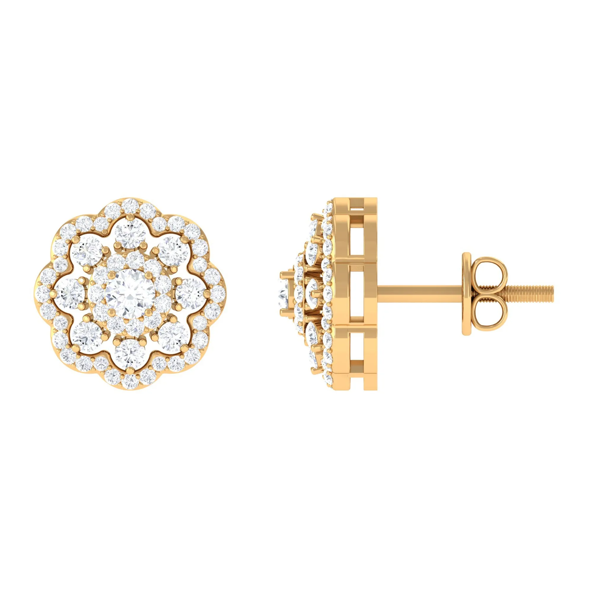 1 CT Flower Inspired Moissanite Statement Stud Earrings