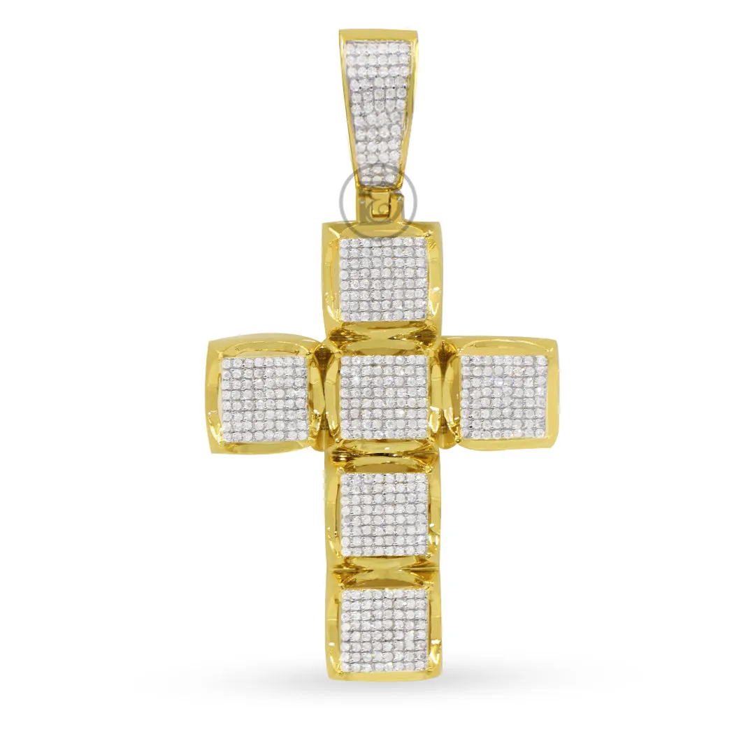 10K Yellow Gold Cross Pendant With 1.00CT Diamonds