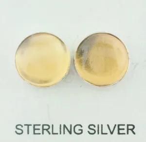 10mm Silver/Golden Amber Stud Earrings