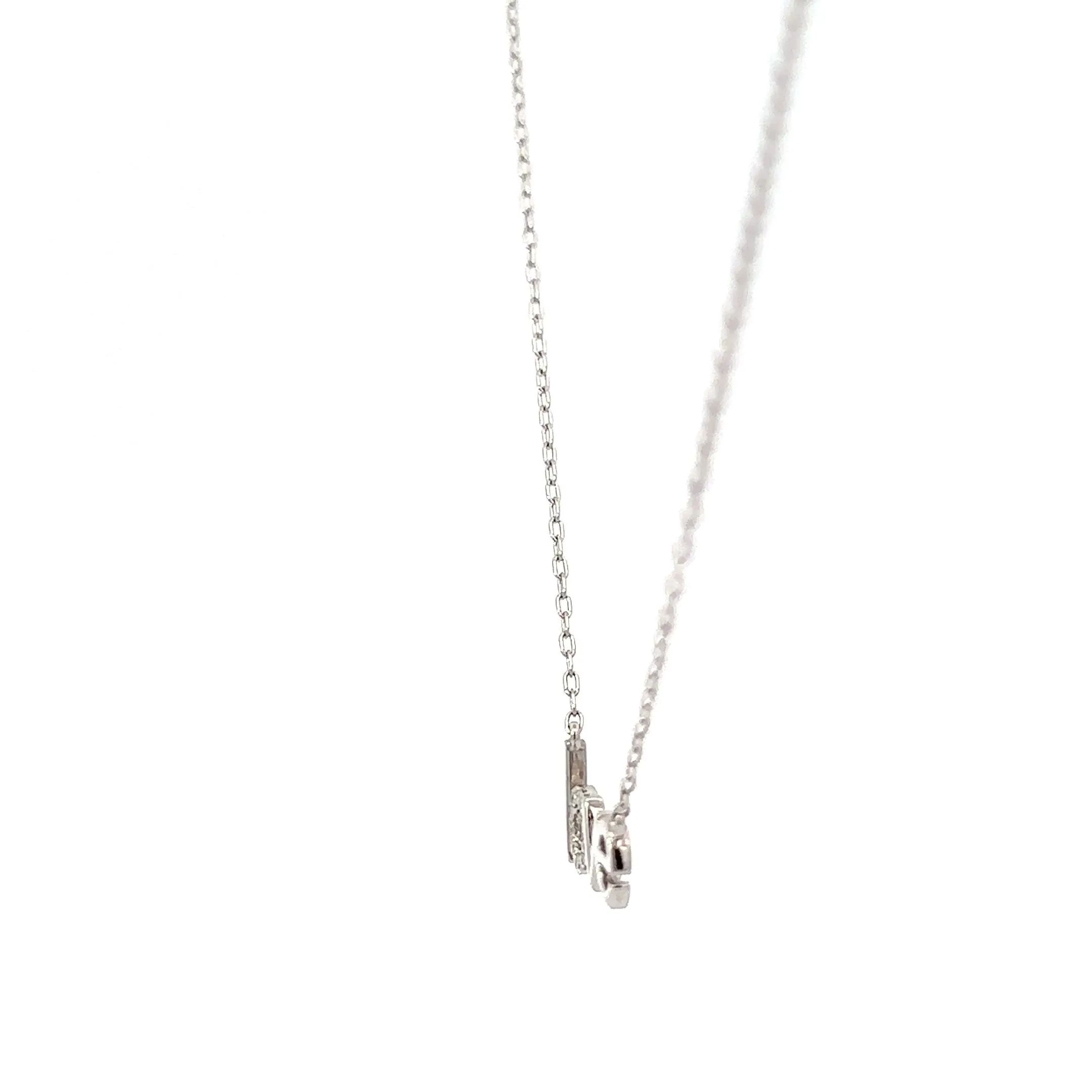 14 KARAT WHITE GOLD ROUND DIAMOND LOVE NECKLACE