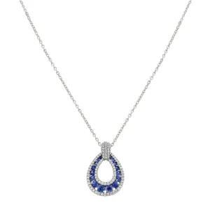 14K Diamond and Sapphire Pear-Shaped Pendant