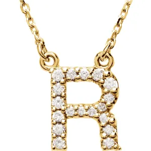 14k Gold 1/6 CTW Diamond Alphabet Initial Letter R Necklace 14k Gold 1/6 CTW Diamond Alphabet Initial Letter R Necklace