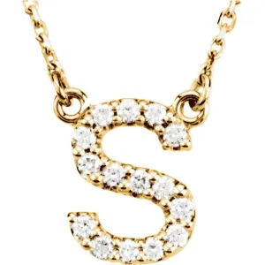 14k Gold 1/6 CTW Diamond Alphabet Initial Letter S Necklace 14k Gold 1/6 CTW Diamond Alphabet Initial Letter S Necklace