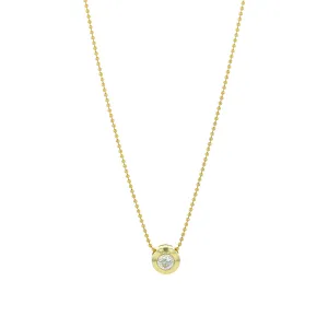 14K Gold Bezel-Set Diamond Pendant Necklace