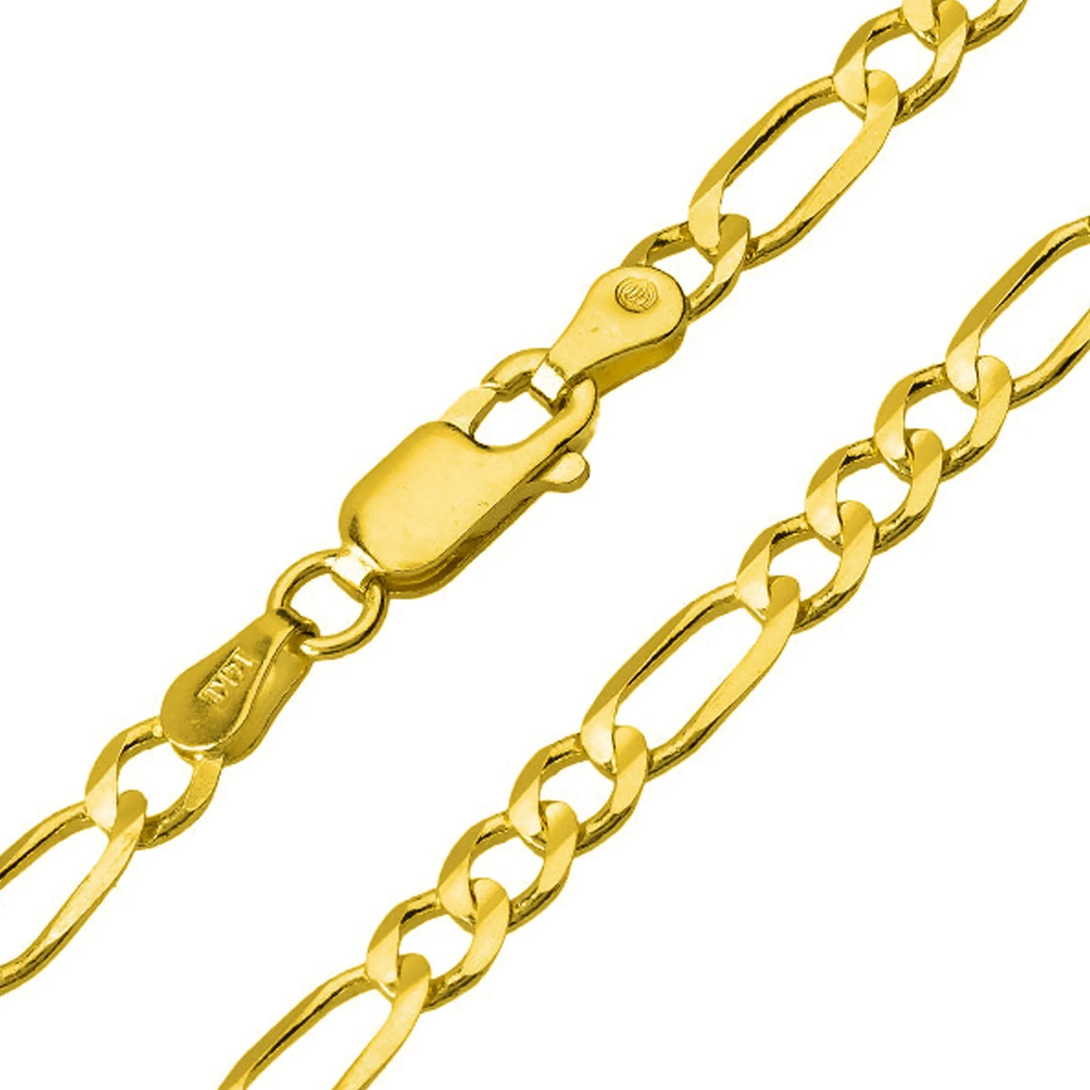 14K Solid Yellow Gold 3D Airplane Charm Jet Aircraft Pendant with Figaro Chain Necklace