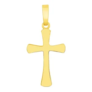 14k Solid Yellow Gold Dainty Mini Classic Plain Religious Cross Charm Pendant
