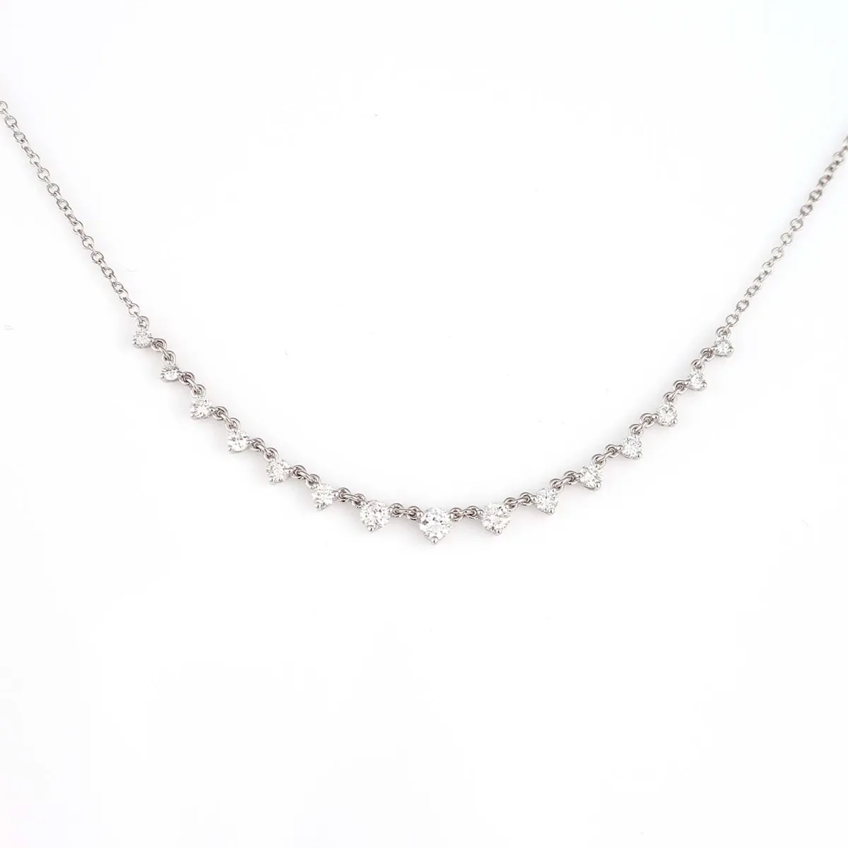 14K White Gold Gradual Diamond Necklace