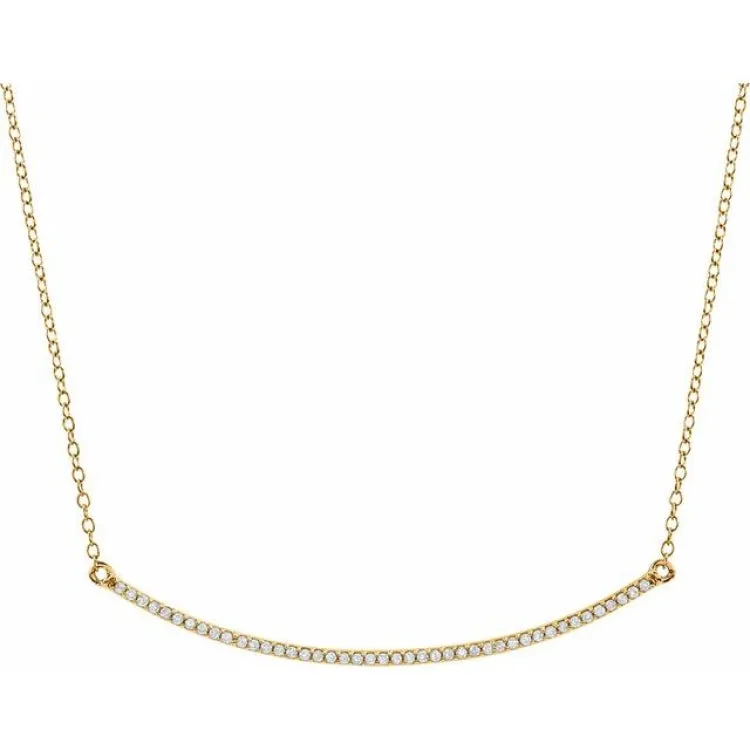 14K Yellow 1/6 CTW Natural Diamond Bar 16-18" Necklace