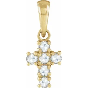 14K Yellow Gold 1/8 CTW Rose-Cut Natural Diamond Cross Pendant