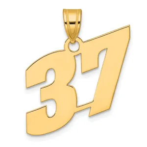 14k Yellow Gold Polished Finish Block Script Design Number 37 Charm Pendant