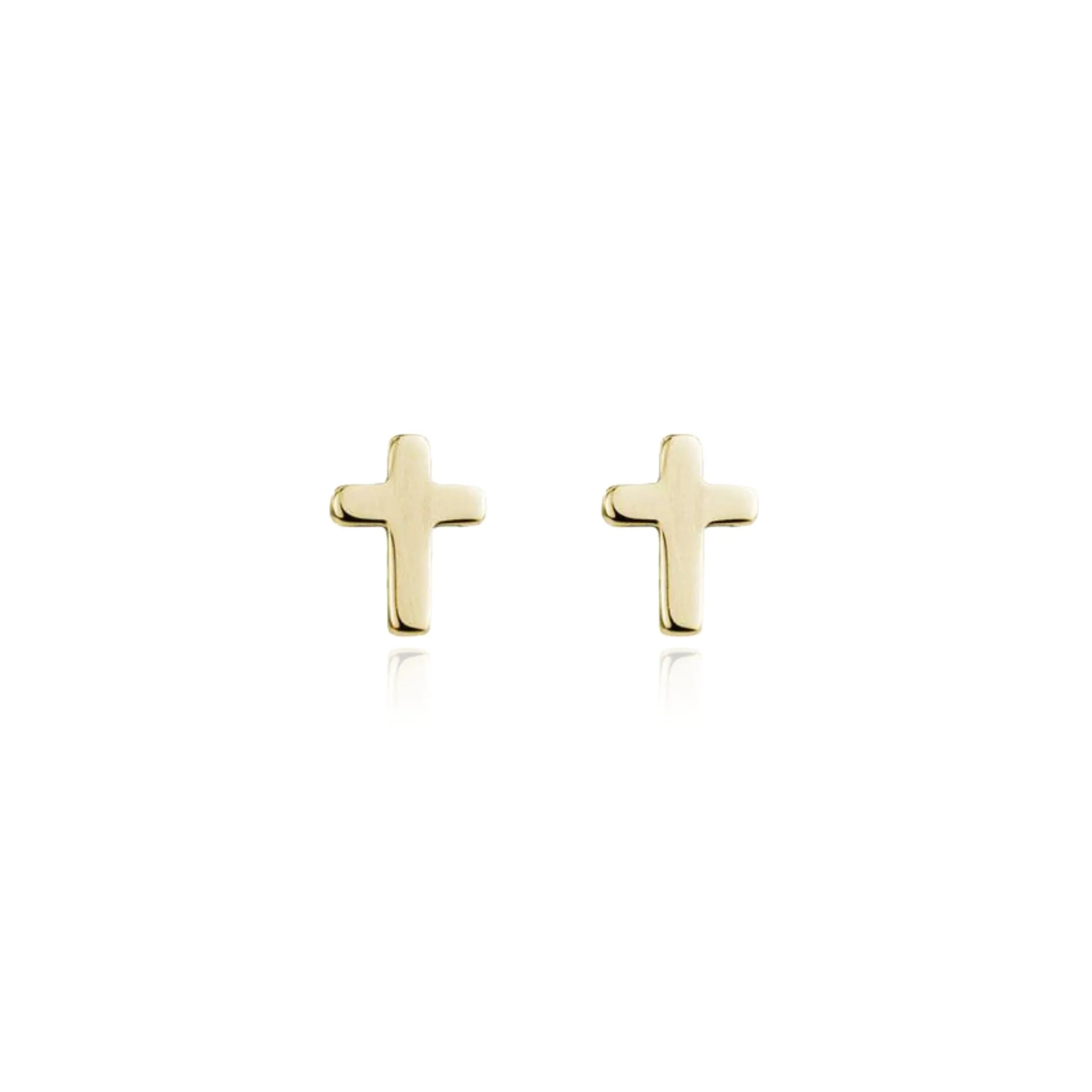 14K YELLOW GOLD SMALL CROSS STUD EARRINGS