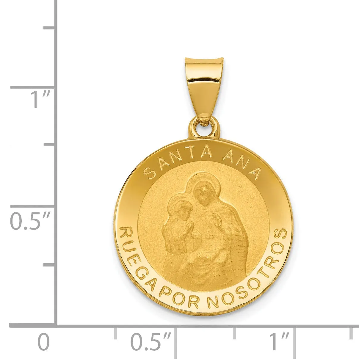 14k Yellow Gold Spanish Saint Anne Medal