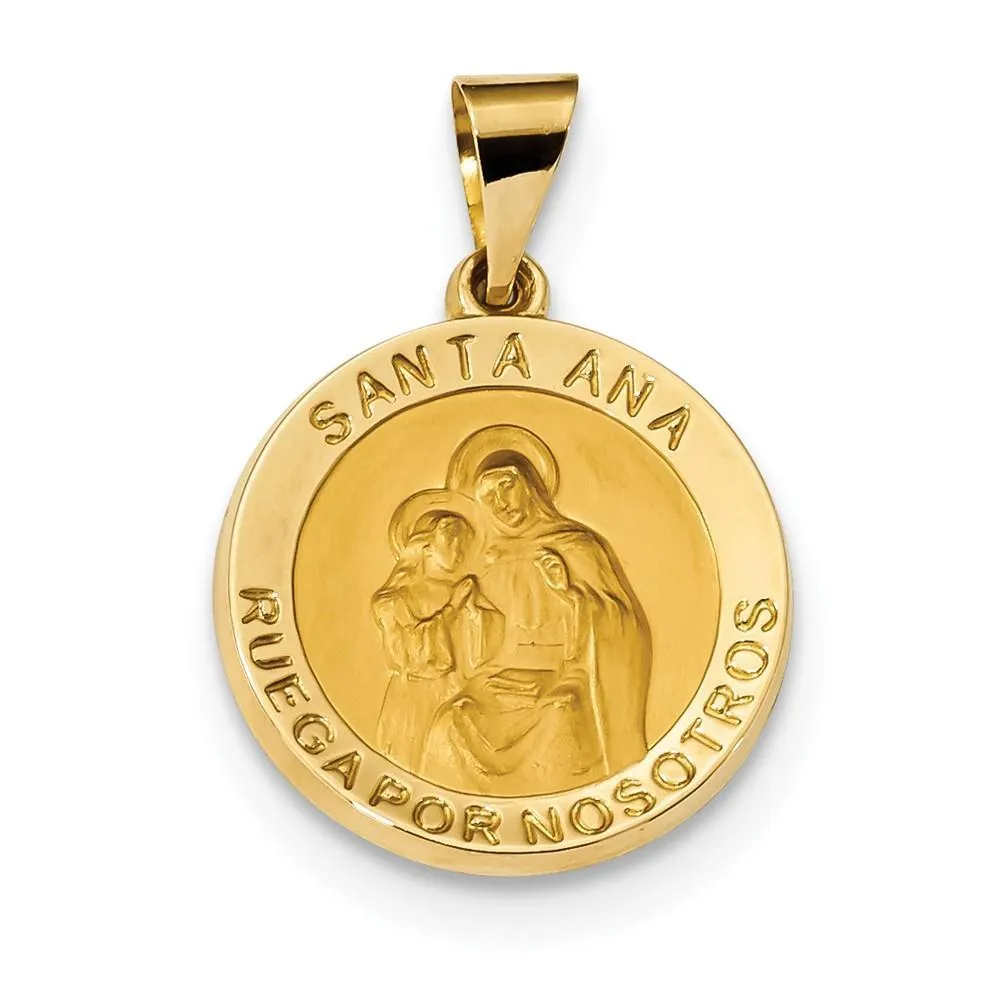 14k Yellow Gold Spanish Saint Anne Medal