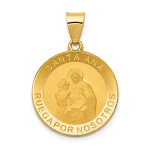14k Yellow Gold Spanish Saint Anne Medal
