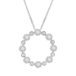 14KT GOLD 1.07 CTW ROUND DIAMOND CIRCLE NECKLACE