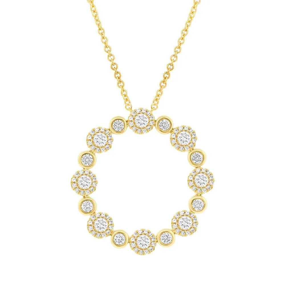 14KT GOLD 1.07 CTW ROUND DIAMOND CIRCLE NECKLACE
