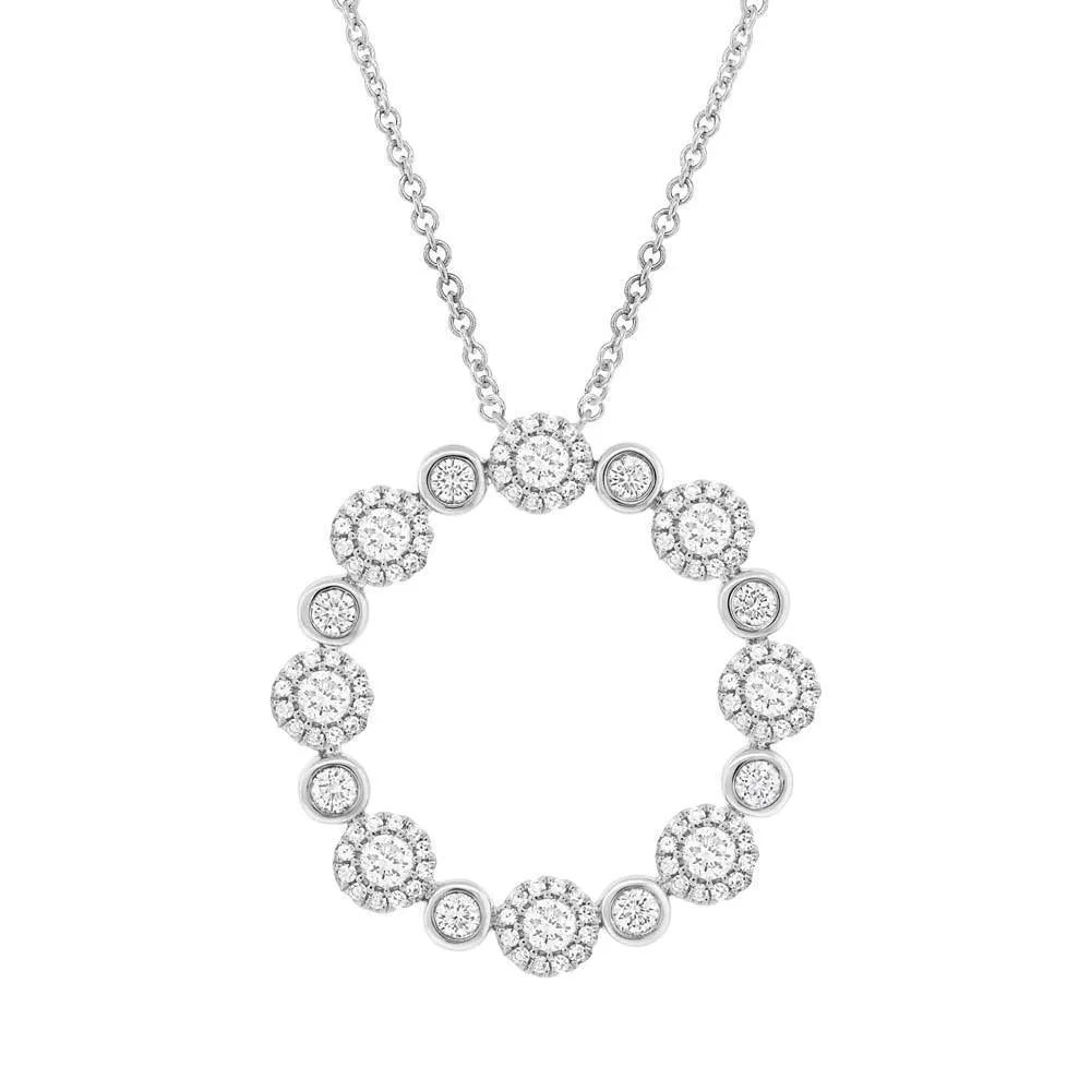 14KT GOLD 1.07 CTW ROUND DIAMOND CIRCLE NECKLACE