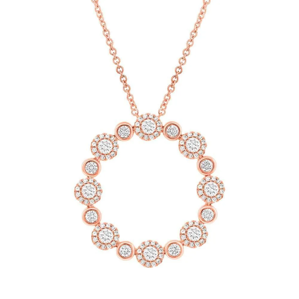 14KT GOLD 1.07 CTW ROUND DIAMOND CIRCLE NECKLACE