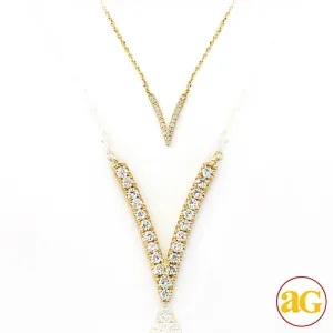 14KY 0.10CTW DIAMOND NECKLACE - V SHAPE