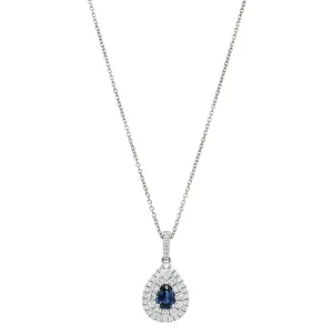 18ct White Gold .58ct Sapphire & Diamond Pendant