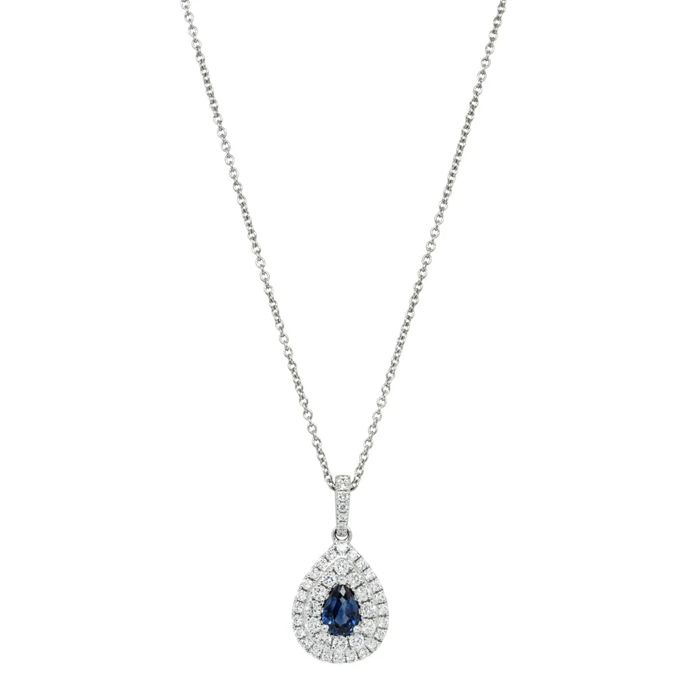 18ct White Gold .58ct Sapphire & Diamond Pendant
