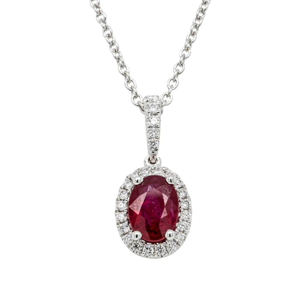 18ct White Gold .93ct Ruby & Diamond Mini Sierra Pendant
