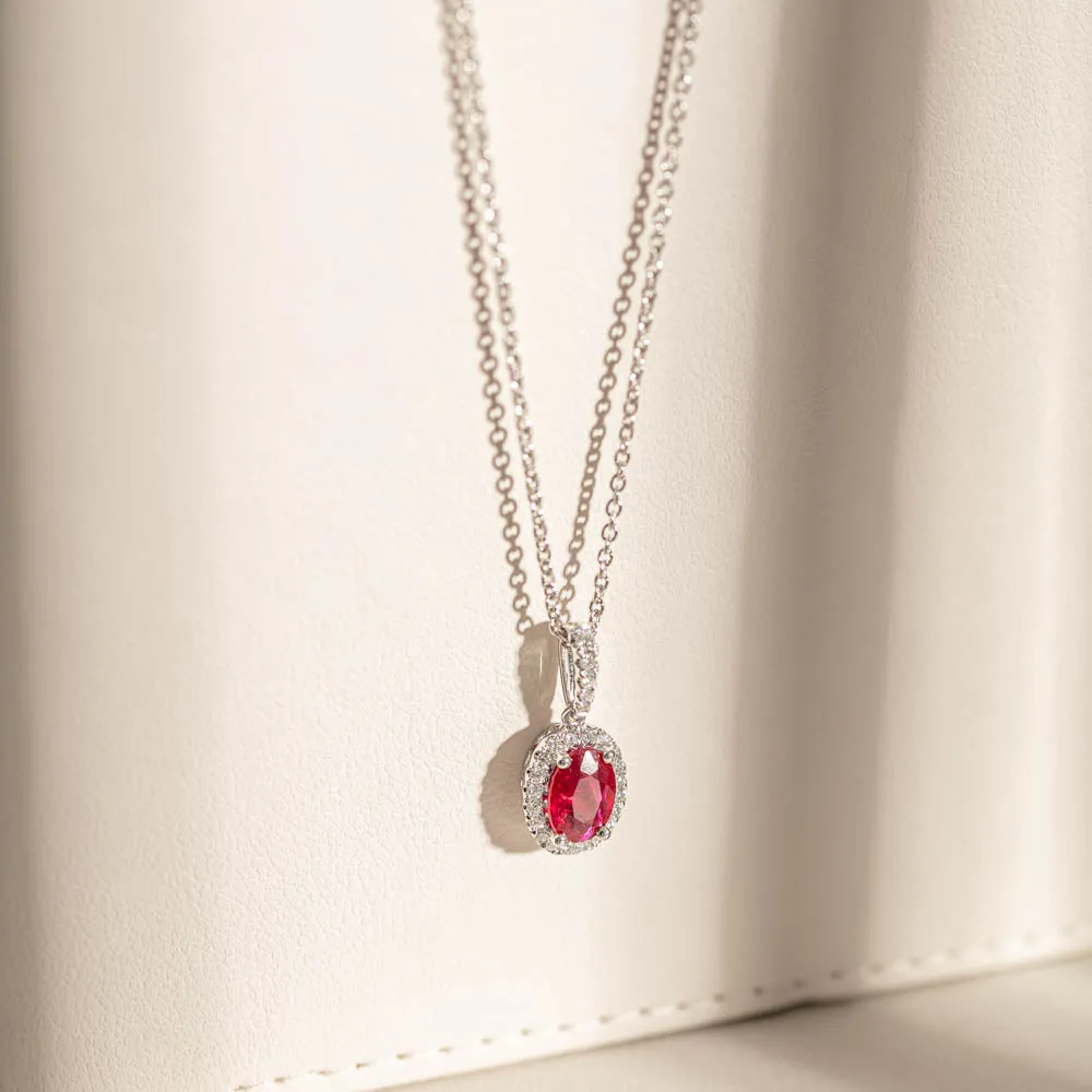 18ct White Gold .93ct Ruby & Diamond Mini Sierra Pendant