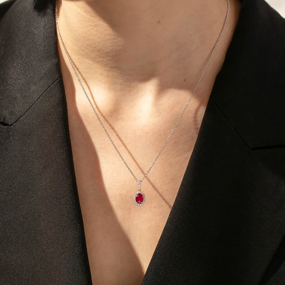 18ct White Gold .93ct Ruby & Diamond Mini Sierra Pendant
