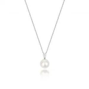 18ct White Gold Diamond & Akoya Pearl Necklace NDQ205W