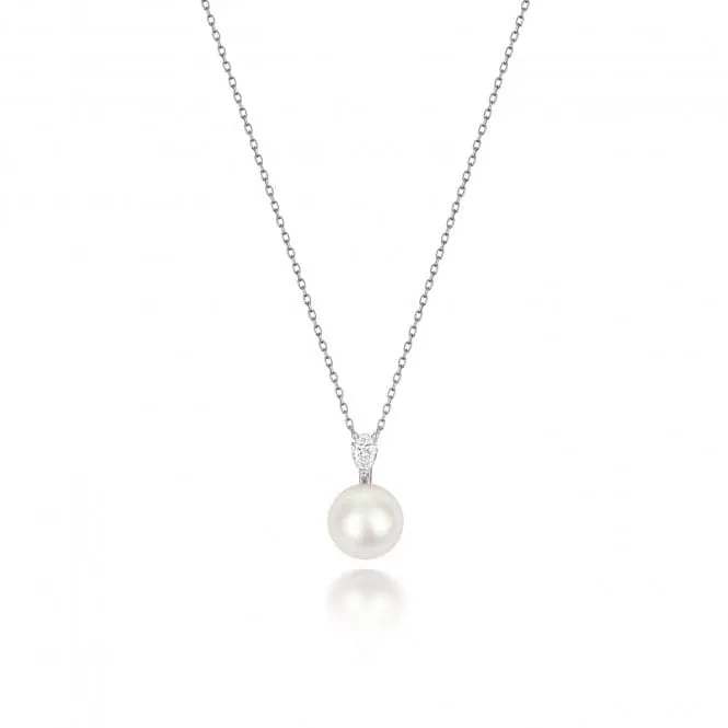 18ct White Gold Diamond & Akoya Pearl Necklace NDQ205W
