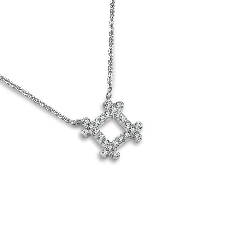 18k Gold Hashtag Shape Diamond Necklace
