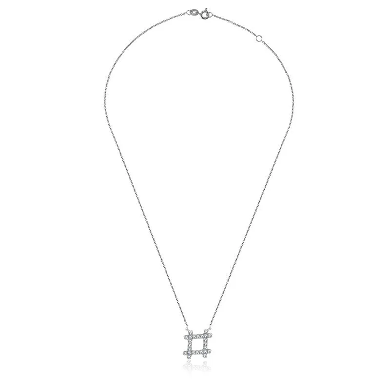 18k Gold Hashtag Shape Diamond Necklace