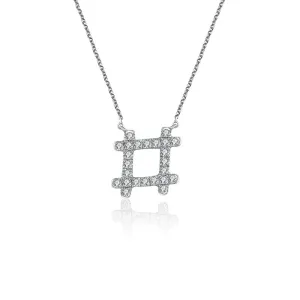 18k Gold Hashtag Shape Diamond Necklace
