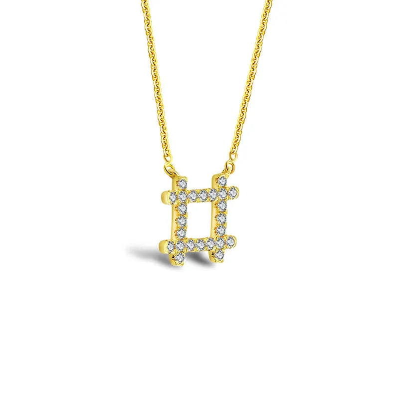 18k Gold Hashtag Shape Diamond Necklace