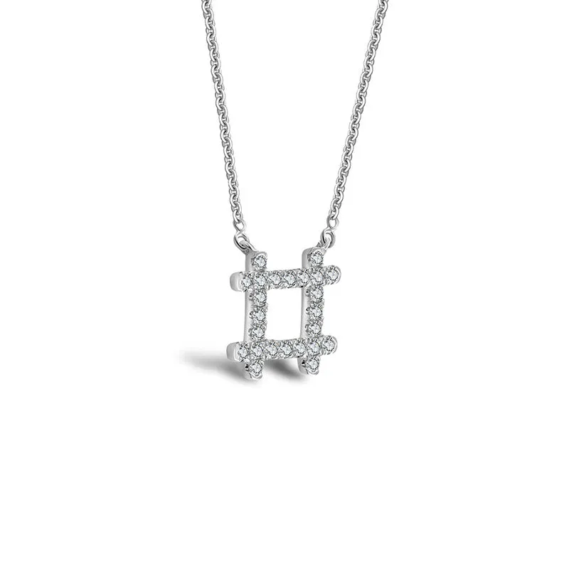 18k Gold Hashtag Shape Diamond Necklace