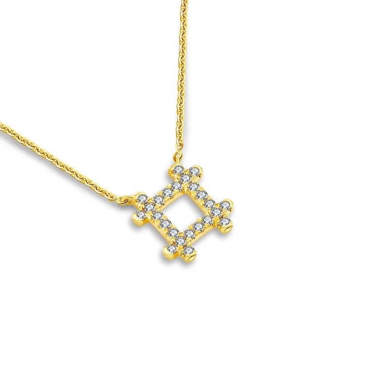 18k Gold Hashtag Shape Diamond Necklace