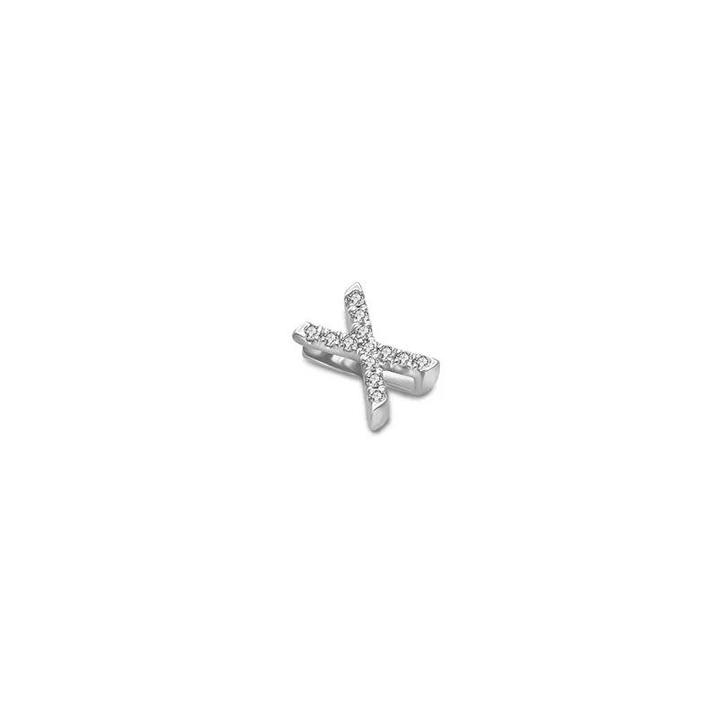 18k Gold Initial Letter "X" Diamond Pendant