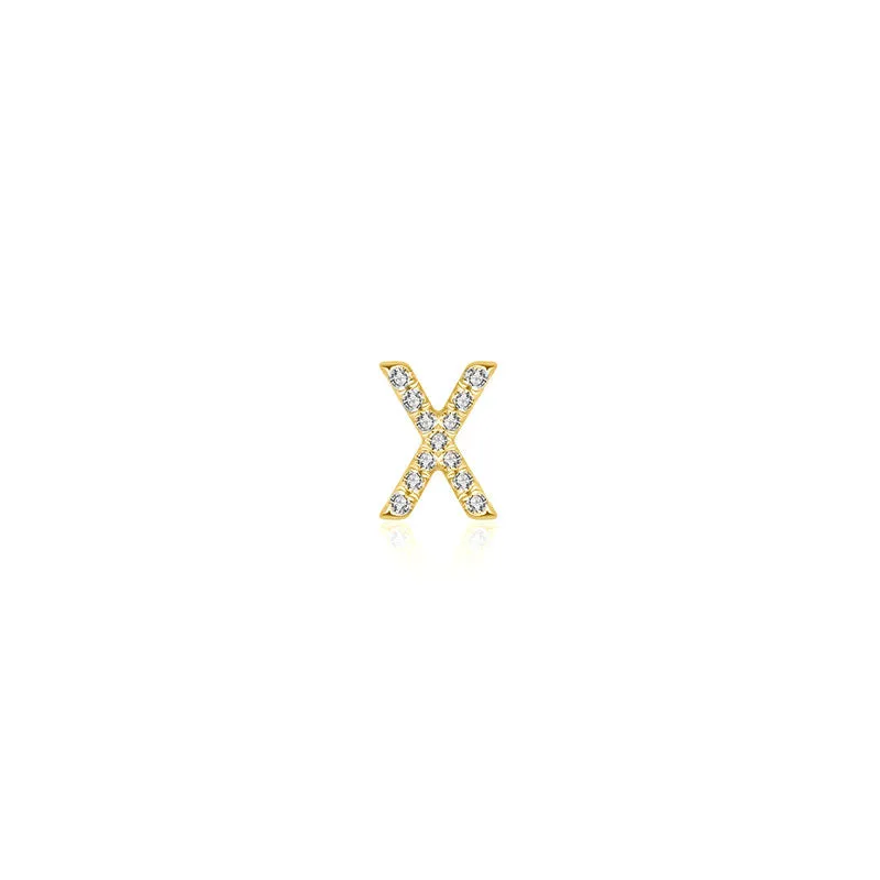 18k Gold Initial Letter "X" Diamond Pendant
